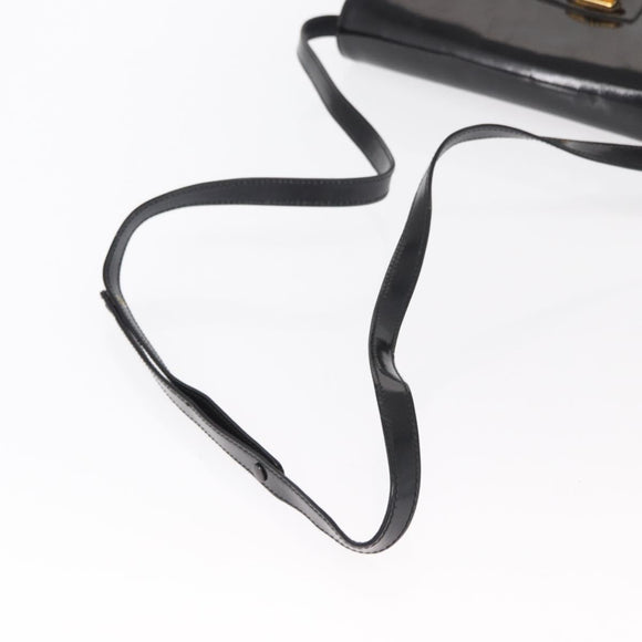 GUCCI Shoulder Bag Enamel Black Gold 004 33 0280 Auth ep11880