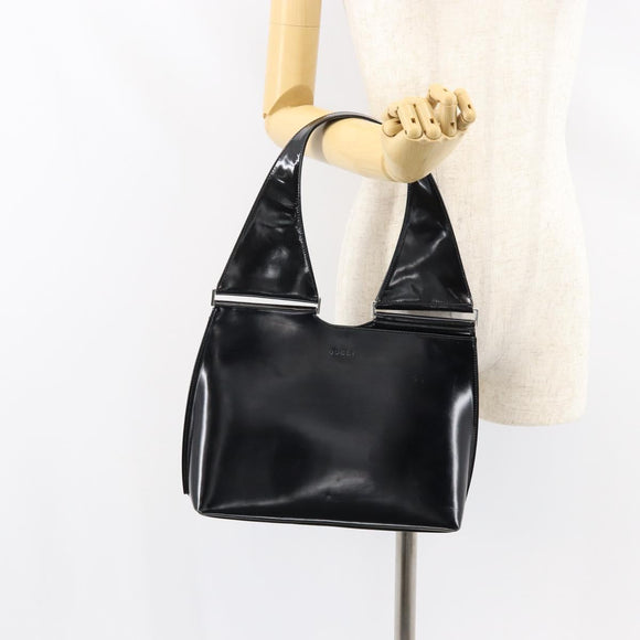 GUCCI Shoulder Bag Enamel Black Silver 001 3115 Auth ep11884
