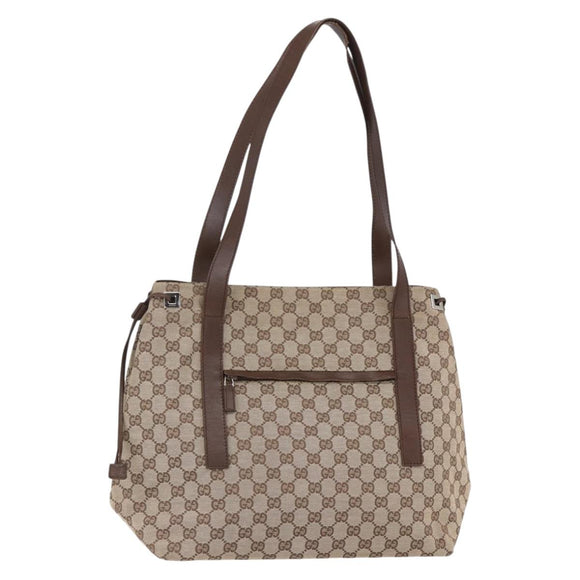 GUCCI GG Canvas Tote Bag Beige Silver 019 0493 Auth ep11885