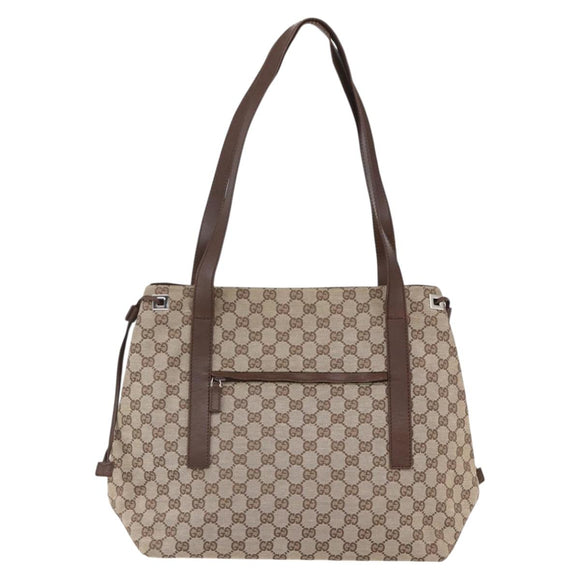 GUCCI GG Canvas Tote Bag Beige Silver 019 0493 Auth ep11885