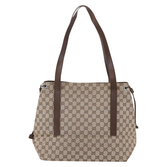 GUCCI GG Canvas Tote Bag Beige Silver 019 0493 Auth ep11885