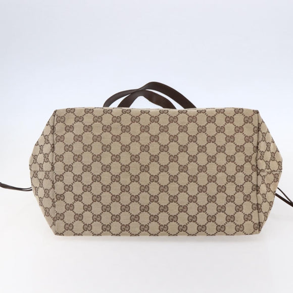 GUCCI GG Canvas Tote Bag Beige Silver 019 0493 Auth ep11885