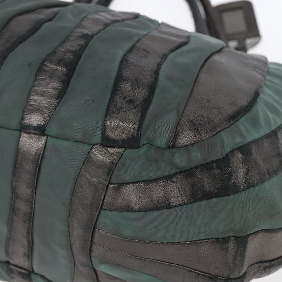 PRADA Hand Bag Leather Gray Silver Auth ep11888