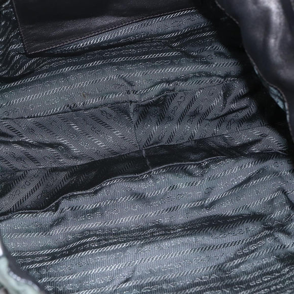 PRADA Hand Bag Leather Gray Silver Auth ep11888