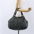 PRADA Hand Bag Leather Gray Silver Auth ep11888-23