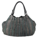 PRADA Hand Bag Leather Gray Silver Auth ep11888-2