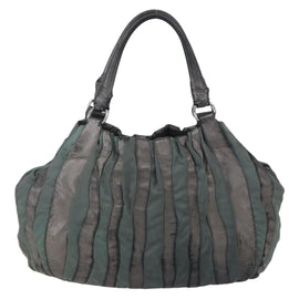 PRADA Hand Bag Leather Gray Silver Auth ep11888 - 0