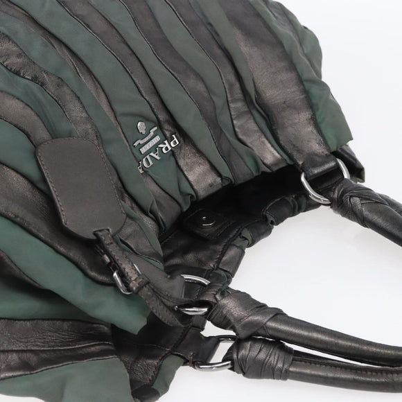 PRADA Hand Bag Leather Gray Silver Auth ep11888