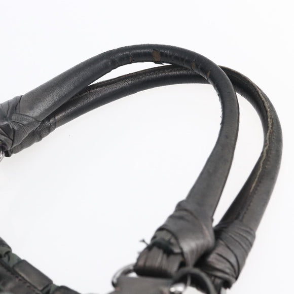 PRADA Hand Bag Leather Gray Silver Auth ep11888