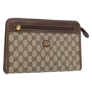 GUCCI GG Supreme Clutch Bag PVC Beige Gold 0141666063 Auth ep11893-1
