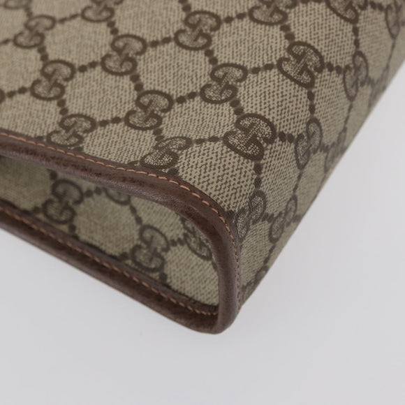GUCCI GG Supreme Clutch Bag PVC Beige Gold 0141666063 Auth ep11893