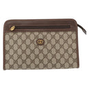 GUCCI GG Supreme Clutch Bag PVC Beige Gold 0141666063 Auth ep11893-13