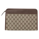 GUCCI GG Supreme Clutch Bag PVC Beige Gold 0141666063 Auth ep11893-2