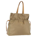 PRADA Tote Bag Nylon Leather Beige Gold Auth ep11896-1