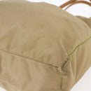 PRADA Tote Bag Nylon Leather Beige Gold Auth ep11896-9