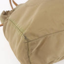 PRADA Tote Bag Nylon Leather Beige Gold Auth ep11896-14