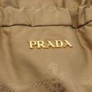 PRADA Tote Bag Nylon Leather Beige Gold Auth ep11896-17