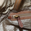 PRADA Tote Bag Nylon Leather Beige Gold Auth ep11896-19