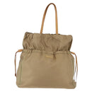 PRADA Tote Bag Nylon Leather Beige Gold Auth ep11896-13