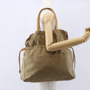 PRADA Tote Bag Nylon Leather Beige Gold Auth ep11896-22
