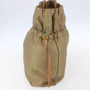 PRADA Tote Bag Nylon Leather Beige Gold Auth ep11896-4