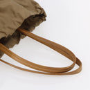 PRADA Tote Bag Nylon Leather Beige Gold Auth ep11896-7