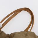 PRADA Tote Bag Nylon Leather Beige Gold Auth ep11896-8