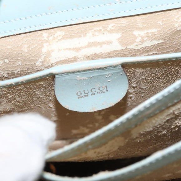 GUCCI Shoulder Bag Leather Light Blue Silver 007 406 0259 Auth ep11902