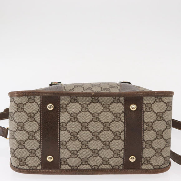 GUCCI GG Supreme Web Sherry Line Bag PVC 2way Beige Gold 41 02 039 Auth ep11903