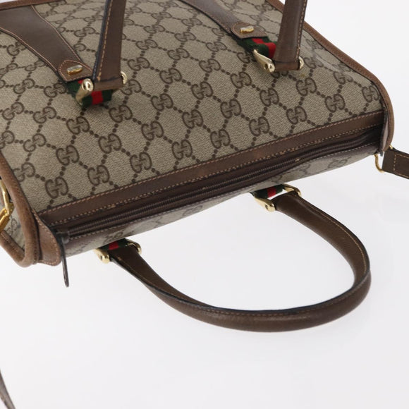 GUCCI GG Supreme Web Sherry Line Bag PVC 2way Beige Gold 41 02 039 Auth ep11903