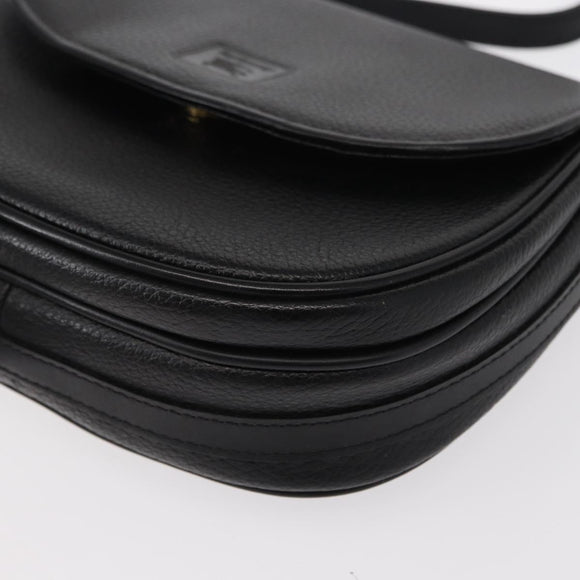 Burberrys Shoulder Bag Leather Black Gold Auth ep11908