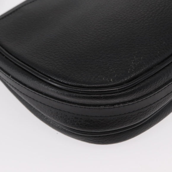 Burberrys Shoulder Bag Leather Black Gold Auth ep11908