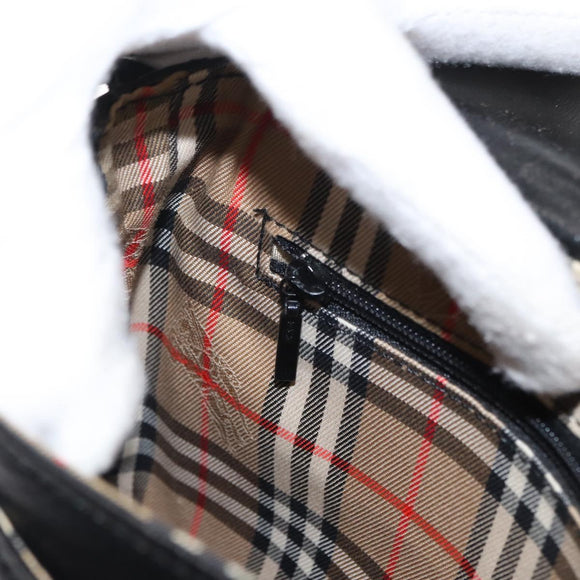 Burberrys Shoulder Bag Leather Black Gold Auth ep11908