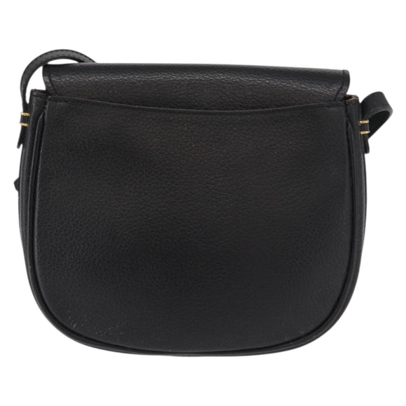 Burberrys Shoulder Bag Leather Black Gold Auth ep11908