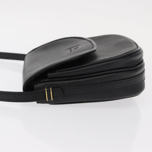 Burberrys Shoulder Bag Leather Black Gold Auth ep11908