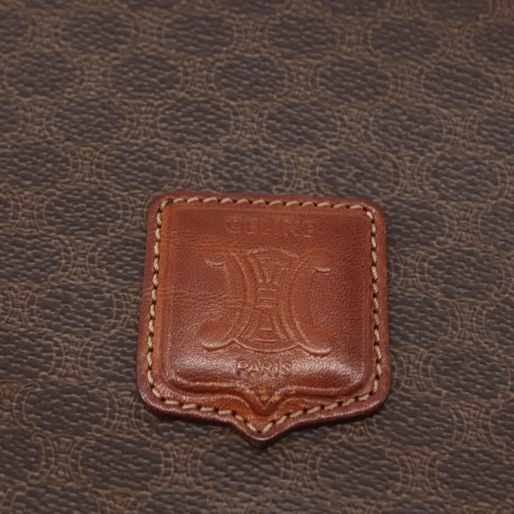 CELINE Macadam Canvas Shoulder Bag PVC Leather Brown Gold Auth ep11909