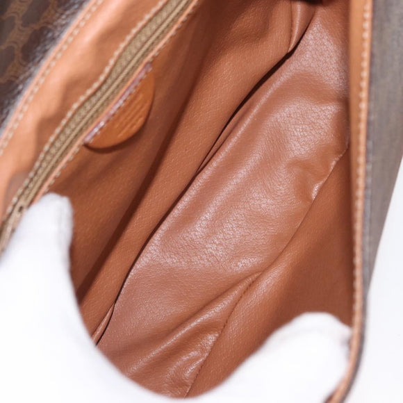 CELINE Macadam Canvas Shoulder Bag PVC Leather Brown Gold Auth ep11909