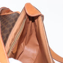 CELINE Macadam Canvas Shoulder Bag PVC Leather Brown Gold Auth ep11909-19