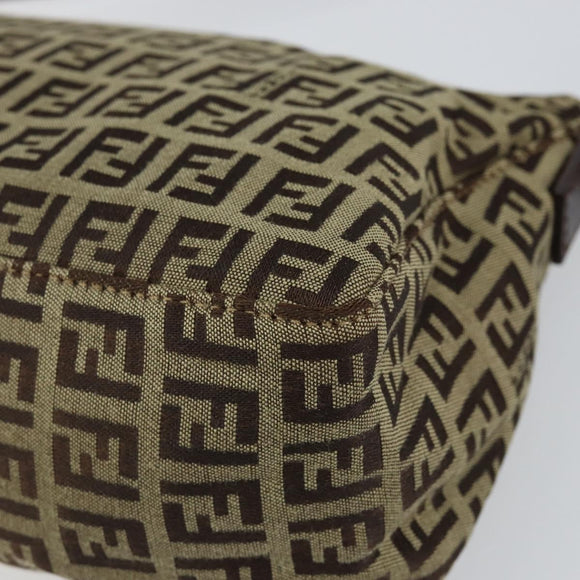 FENDI Zucchino Canvas Mamma Baguette Shoulder Bag Beige Brown gold Auth ep11910