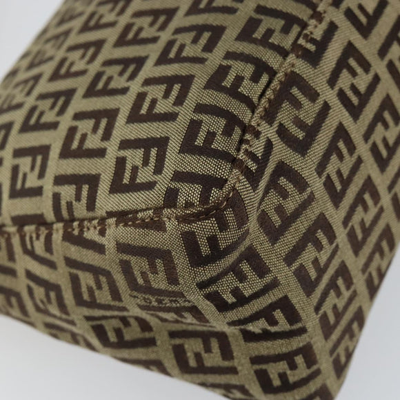 FENDI Zucchino Canvas Mamma Baguette Shoulder Bag Beige Brown gold Auth ep11910