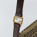 FENDI Zucchino Canvas Mamma Baguette Shoulder Bag Beige Brown gold Auth ep11910-9
