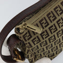 FENDI Zucchino Canvas Mamma Baguette Shoulder Bag Beige Brown gold Auth ep11910-10