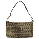 FENDI Zucchino Canvas Mamma Baguette Shoulder Bag Beige Brown gold Auth ep11910-13
