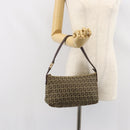 FENDI Zucchino Canvas Mamma Baguette Shoulder Bag Beige Brown gold Auth ep11910-22