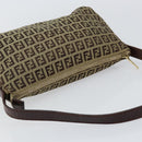 FENDI Zucchino Canvas Mamma Baguette Shoulder Bag Beige Brown gold Auth ep11910-6