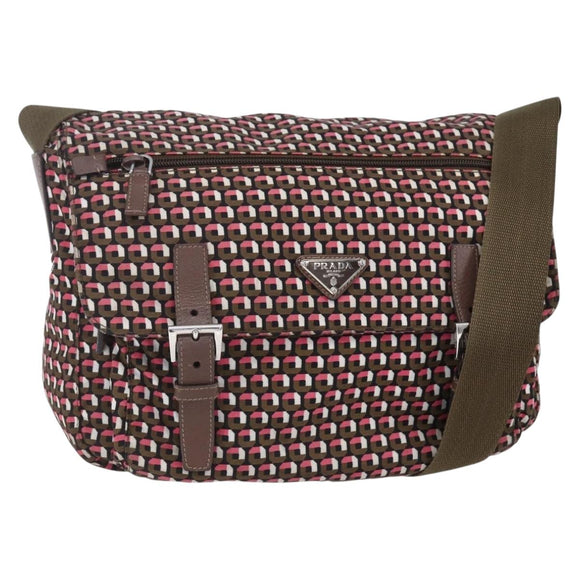 PRADA Shoulder Bag Nylon Pink Silver Auth ep11911