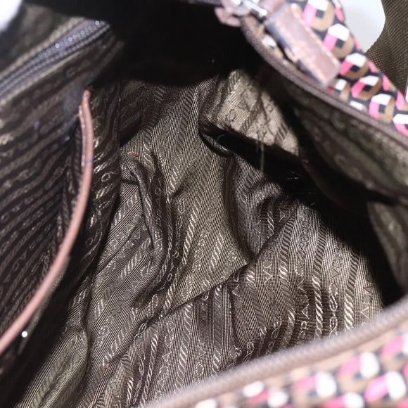 PRADA Shoulder Bag Nylon Pink Silver Auth ep11911