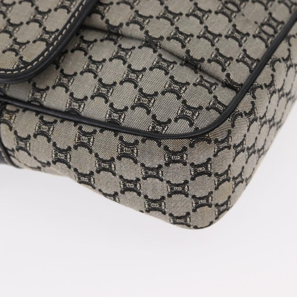 CELINE Macadam Canvas Shoulder Bag Gray Silver Auth ep11913