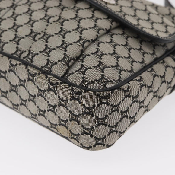 CELINE Macadam Canvas Shoulder Bag Gray Silver Auth ep11913