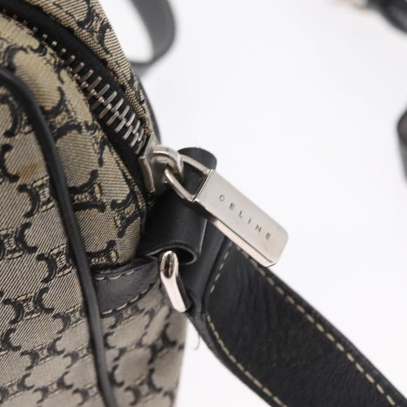 CELINE Macadam Canvas Shoulder Bag Gray Silver Auth ep11913